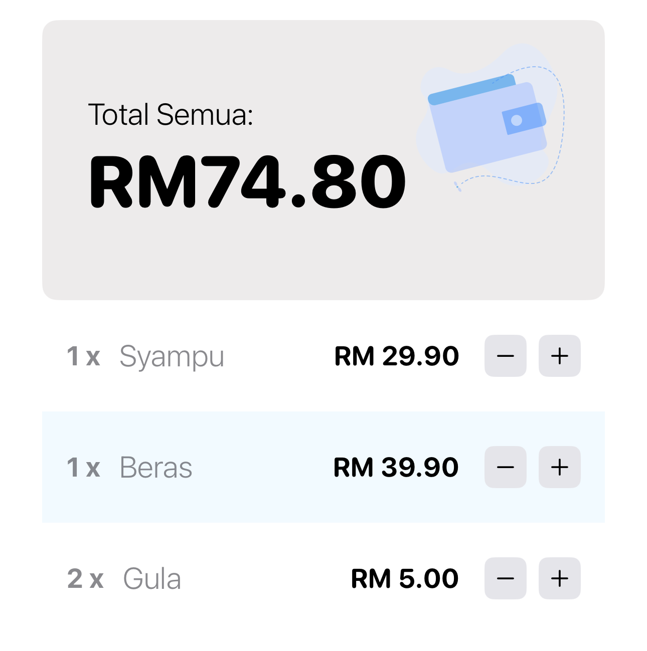 Pengurusan Mudah - contoh paparan